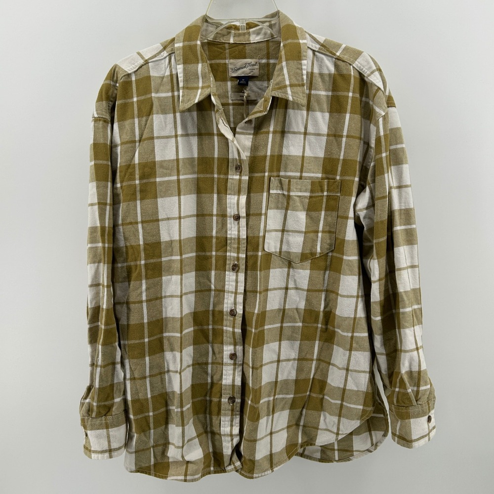 Universal Thread Oversized Plaid Flannel Shirt Olive Green Cotton Med NWOT Fall
